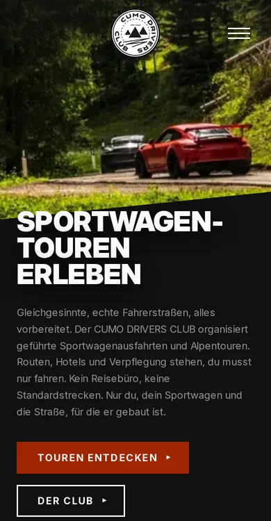 cumodriversclub.de homepage on a smartphone
