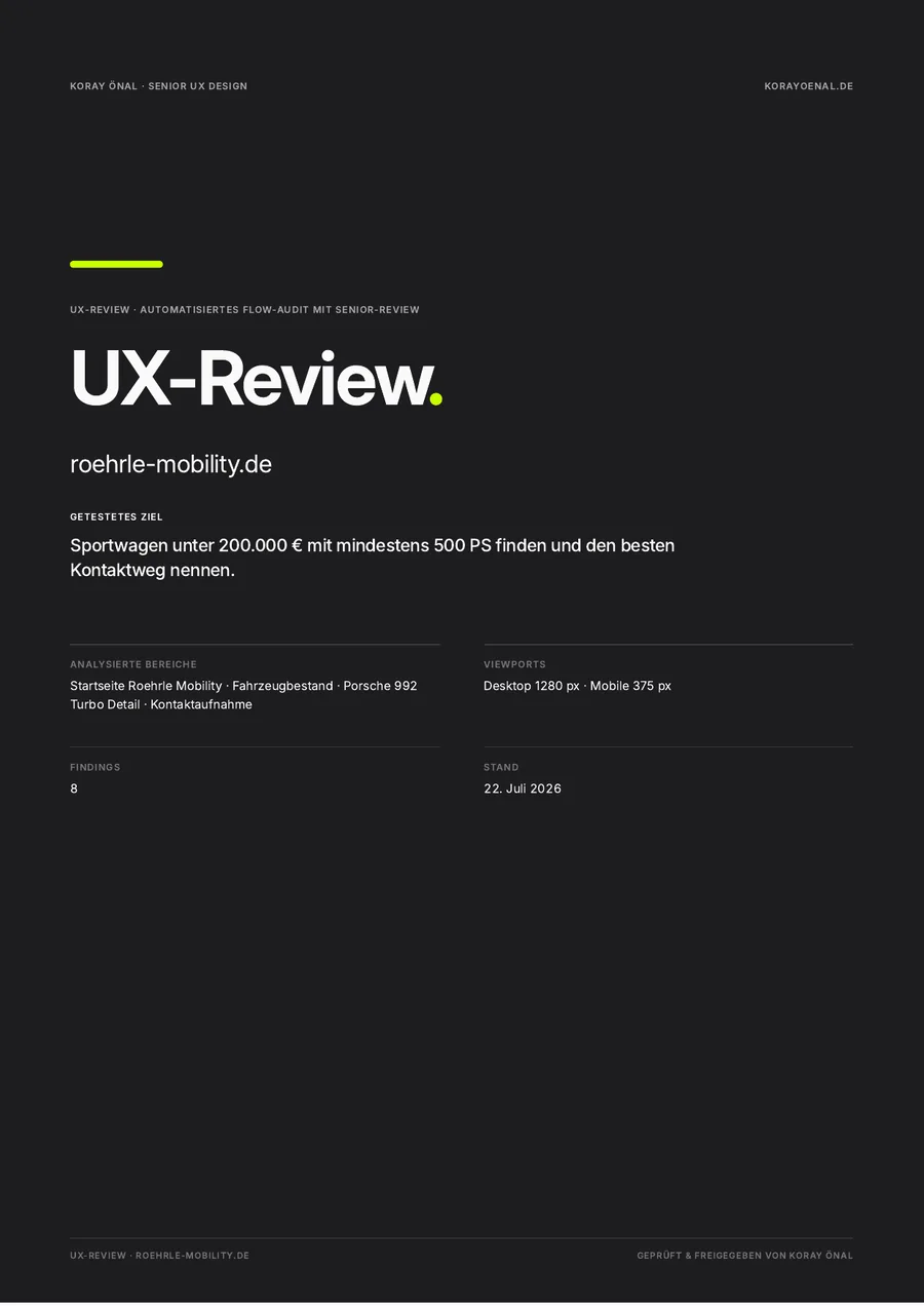 Cover page of a UX review report